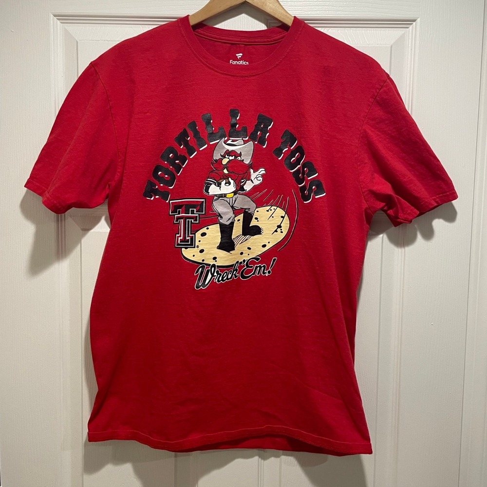 Fanatics Mens Texas Tech Graphic Tee Size XL Red Cotton Tortilla Toss Wreck Em - Picture 3 of 7